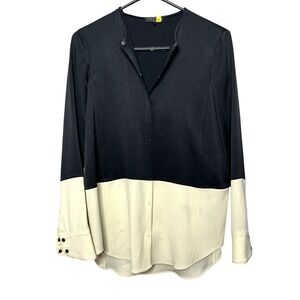 Rag And Bone Women's XS Long Sleeve Color block Snap Office Shirt Goth Vamp Cuff